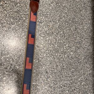The Belted Cow Co American Flag Web Belt 42 105 Canvas Leather Trim
